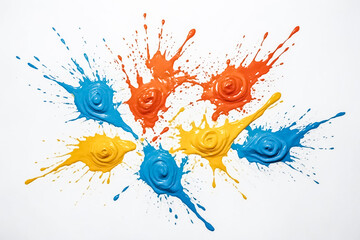 Colorful Paint Splashes on White Background