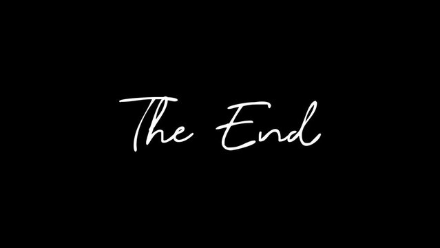 Animated calligraphy that appears write effect with text The End on Alpha channel background 4k