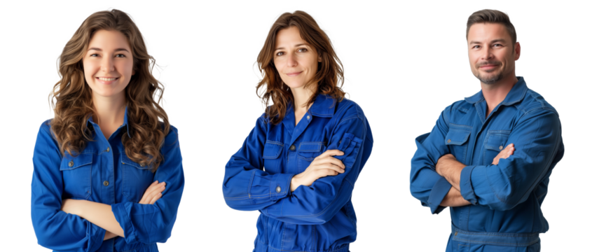Mechanic with arms crossed standing on transparent background. - Powered by Adobe