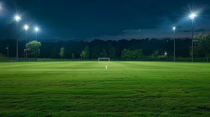 Fototapeta premium Unoccupied empty football pitch at night