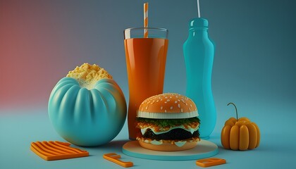 Vibrant Culinary Composition A Mouthwatering Fusion of Tempting Treats and Refreshing Beverages