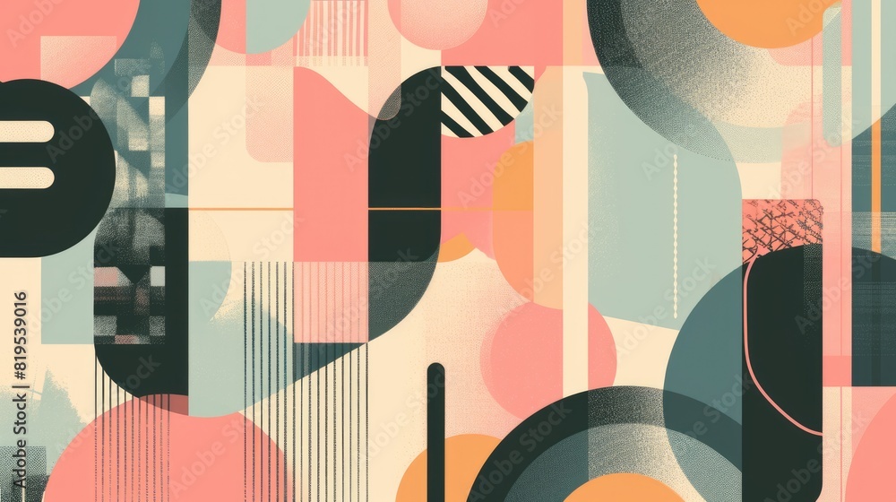 Aufkleber minimalistic abstract picture of geometry pattern with pastel color. geometric pattern design with v
