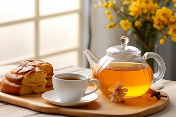 Tea set in Japanese style, Afternoon tea, take abreak, Food and beverage.