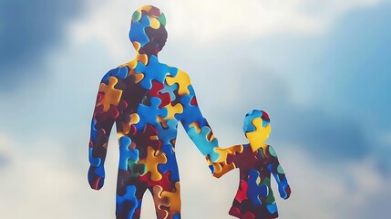 Embracing World Autism Awareness: Adult and Child Symbolizing Understanding and Support