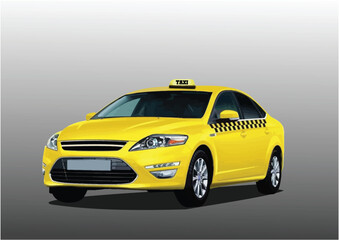 Yellow Taxi car. 3d color vector illustration