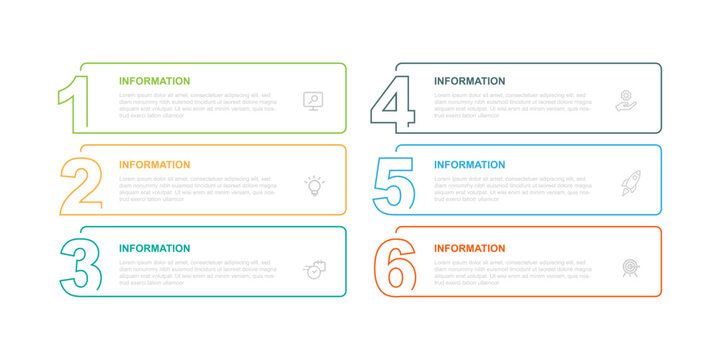 Design template infographic vector element with 6 step line process or option