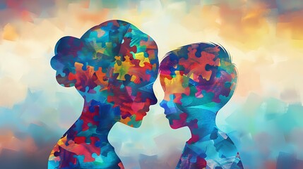 Embracing Differences: World Autism Awareness Day with Adult and Child Showing Support and Understanding