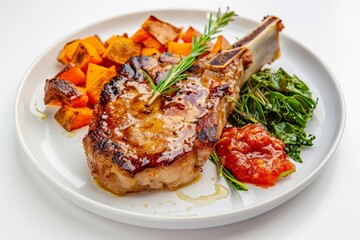 Mouthwatering Double Cut Pork Chop with Tomato Jam and Rosemary