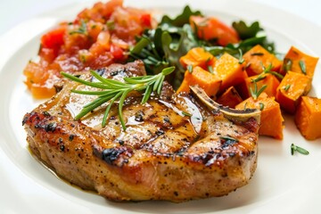 Gourmet Double Cut Pork Chop with Tomato Jam and Rosemary