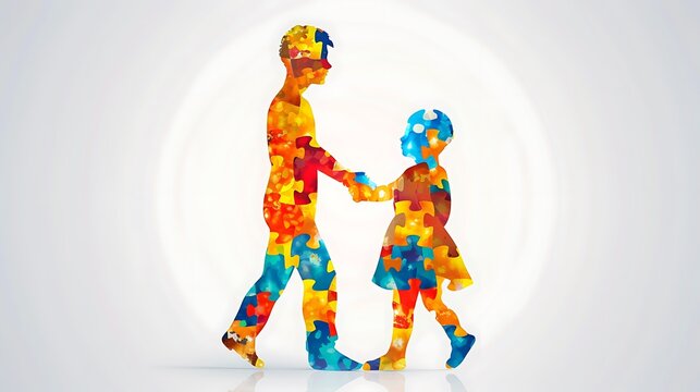 Embracing Differences: World Autism Awareness Day with Adult and Child in Loving Gesture