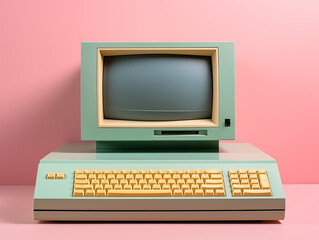 Computer With Clean Pastel Light, Copy Space For Commercial Photography
