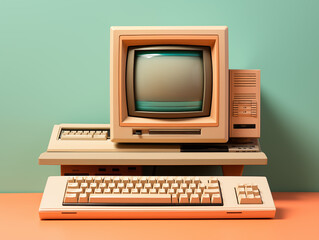 Computer With Clean Pastel Light, Copy Space For Commercial Photography