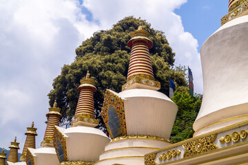Buddhist Stupas or Chortens at Lava Monastery in the Kalimpong District of North Bengal India