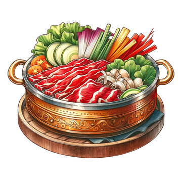 recommend clip art: Shabu-shabu hot pot watercolor clipart ,AI Generated.