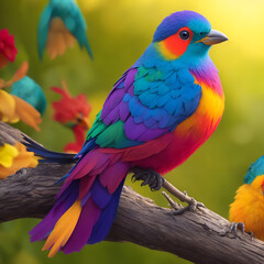 Obraz premium Bright exotic bird in a tropical garden, sunlight