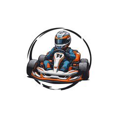 Karting Vector logo design template. Go Kart racing illustration, good for event logo, t shirt design and racing team logo. kart logo illustration
