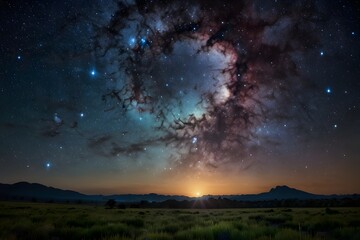 "A mesmerizing galaxy of stars swirls in the background, creating an otherworldly illusion that sparks the imagination