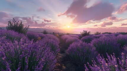 Lavender Field at Sunset