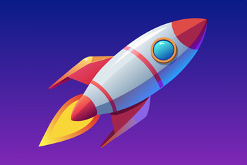 Rocket in Space 3D vector illustration 