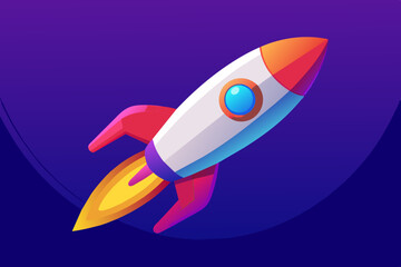  Rocket in Space 3D vector illustration 