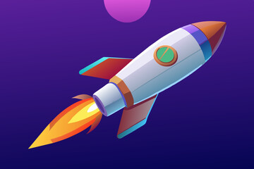  Rocket in Space 3D vector illustration 