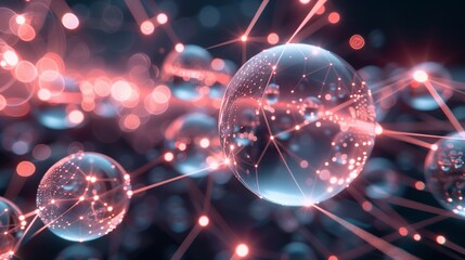 A touch of futurism and technology is palpable in this abstract 3D render of glowing, interconnected spheres and orbs, captured with breathtaking clarity and detail.