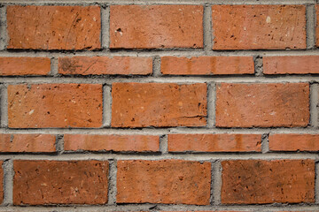 Brick wall with red brick, brick background, texture closeup
