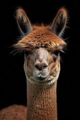 Mystic portrait of Alpaca, copy space on right side, 