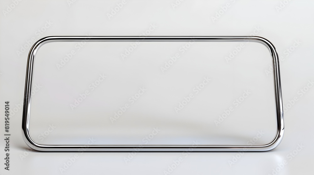 Poster Sleek and Shiny Rectangular Chrome Frame on Blank Background