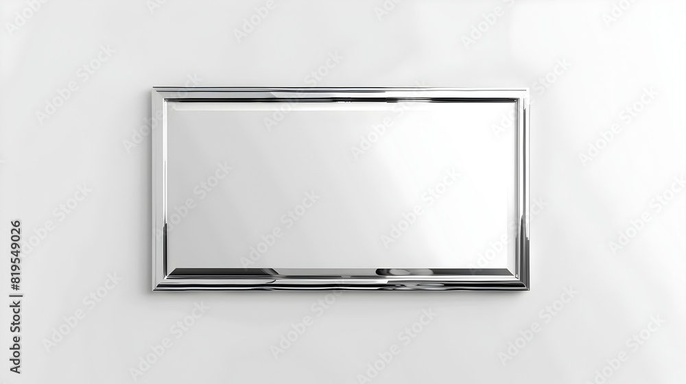 Aufkleber thin convex chrome rectangular frame on blank white background