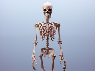 Realistic Human Skeleton On A Clean Pastel Light And White Isolated Background For Commercial Photography