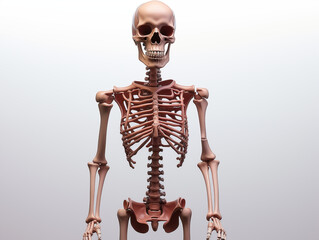 Realistic Human Skeleton On A Clean Pastel Light And White Isolated Background For Commercial Photography