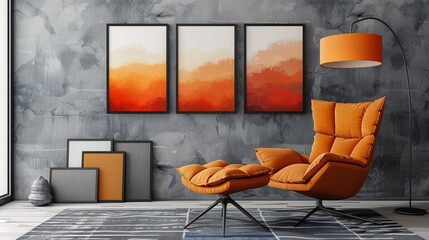 Modern paintings with sleek frames for interior design.