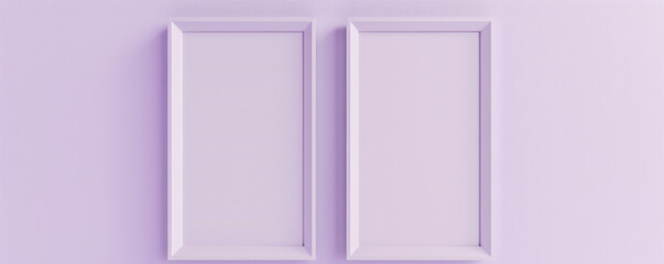 Two vertical rectangular frames mockup isolated on a soft lavender background. The frames are sleek with a matte finish, arranged symmetrically.