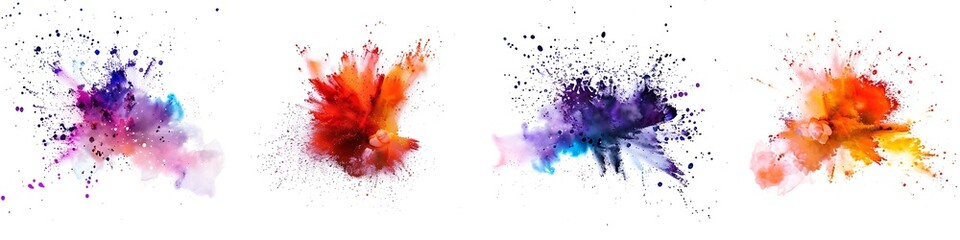  A colorful burst of paint splattering against a white background, with two different colors: one...