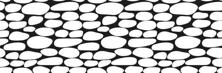 Simple seamless pattern of black and white rocks. Design for fabric, print, cover, banner, wallpaper. Vector illustration.