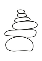 Minimalist black and white zen rock shape line art. Outline balance pebble stone silhouette. Vector illustration