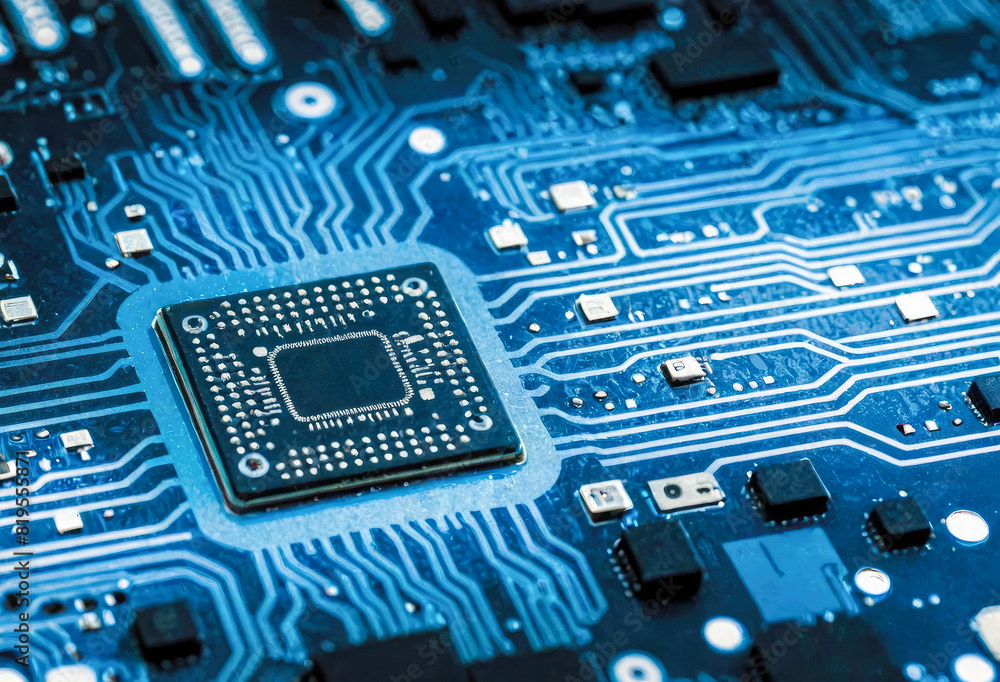 Poster central computer processors cpu. digital technology concept visualization, circuit board cpu process