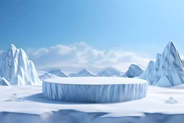 A bright circle surrounds the base of the podium. This simple is ideal for product presentations, award ceremonies, and marketing campaigns.