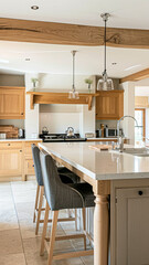 Fototapeta premium Bespoke kitchen design, country house and cottage interior design, English countryside style renovation and home decor idea