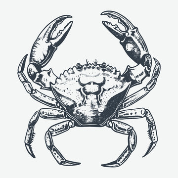 recommend clip art: Snow crab vintage woodcut drawing vector