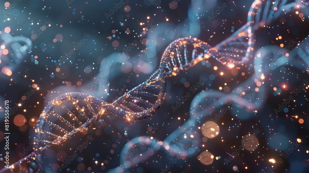 Aufkleber bioinformatics applications in genomic research - digital rendering of dna sequencing and genetic