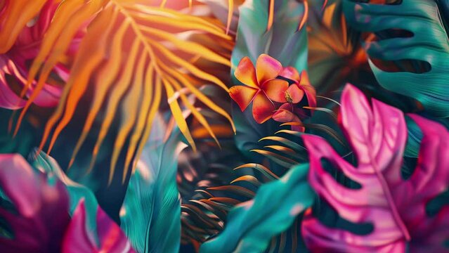 jungle tropical palm trees exotic abstract motion color background loop