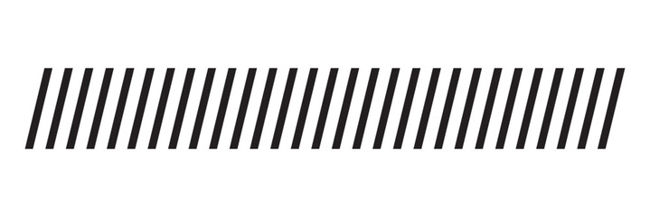 Slash line. Border with diagonal lines. Angle of tilt stripes. Black pattern of footer isolated on white background. Vector illustration. EPS 10