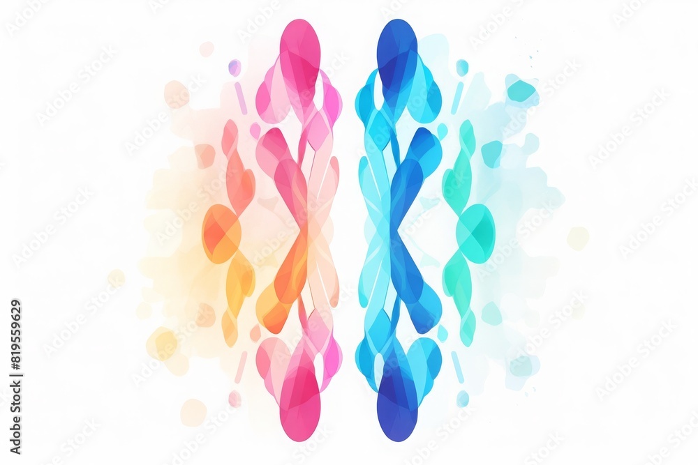 Poster colorful abstract background with pink and blue intertwining shapes forming a unique symmetric patte