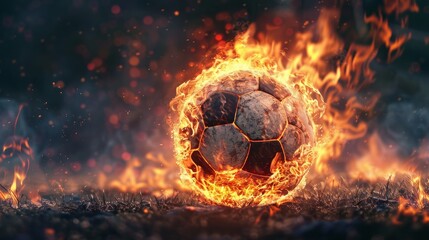 Fire soccer ball background