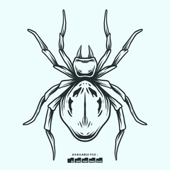 Vector Illustration Spider Handdrawn Simetrical