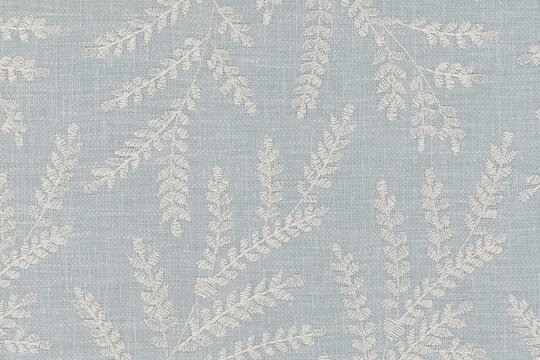 embroidered luxury floral bridal fabric texture background close up, detailed light neutral color woven linen backdrop, furniture cloth textile material, modern cotton clothing weave pattern