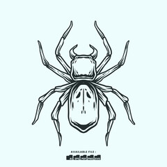 Vector Illustration Spider Handdrawn Simetrical