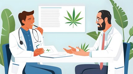 Doctor consulting a patient about medical cannabis, emphasizing professional medical advice